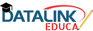 Logotipo da DATALINK EDUCA, apresentando o texto ‘DATALINK’ em letras maiúsculas azuis e ‘EDUCA’ em letras maiúsculas vermelhas. Um chapéu de formatura preto estilizado está acima do texto ‘DATALINK’, e um lápis amarelo e vermelho aponta para o texto ‘EDUCA’, simbolizando educação e aprendizado.