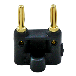 Conector Som Banana Duplo Preto Dourado.