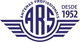 Logotipo da ARS Antenas Profissionais: círculo com asas estilizadas e texto “Desde 1952”; cores em alto contraste roxo e branco.